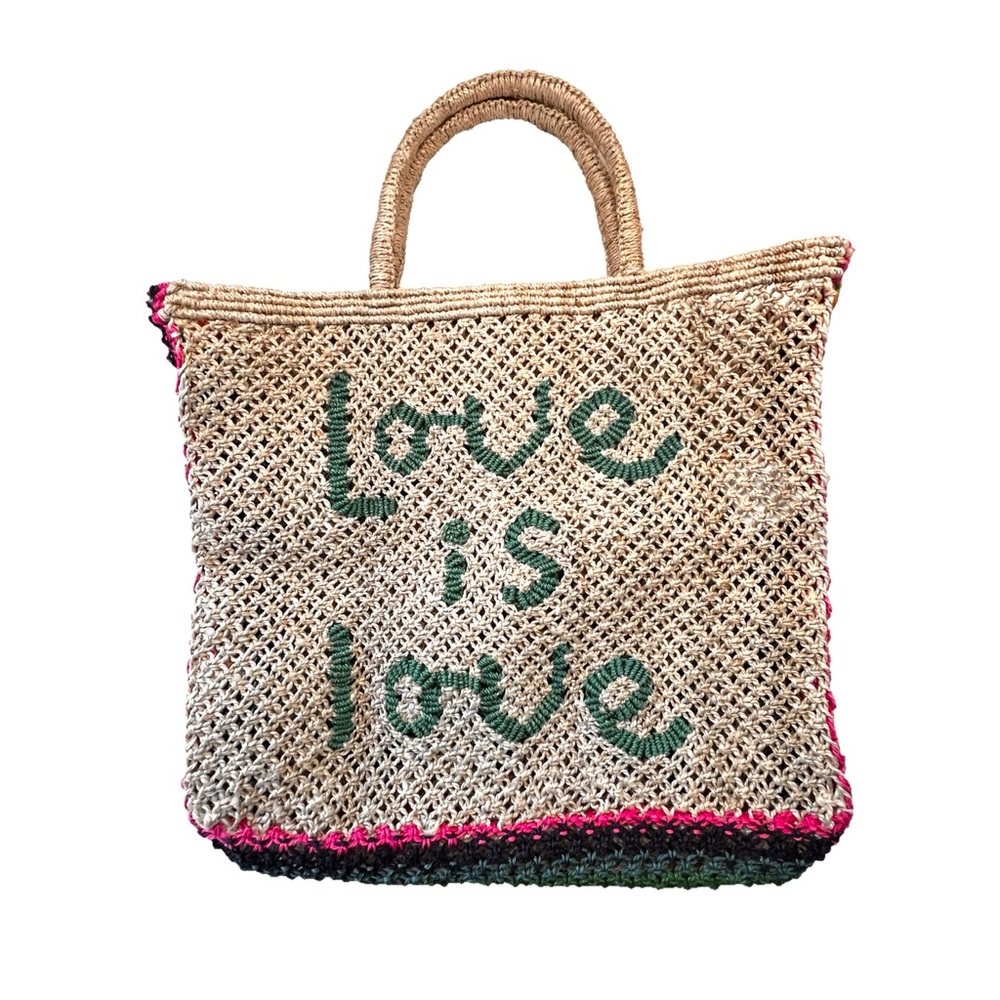 The Jacksons LOVE IS LOVE large jute tote bag